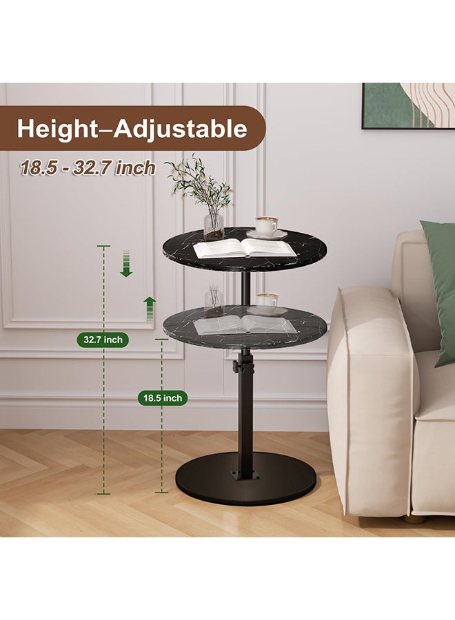 XiuWoo Adjustable Side Table, Round End Table, Small Bedside Table, Mid Century Modern Nightstand for Living Room, Bedroom, Corners and Office - Image 4