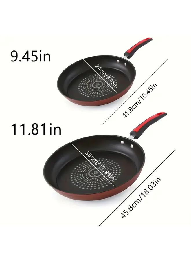 11 81 Inch Red Cast Iron Non Stick Frying Pan Induction Gas Stove Compatible - Image 2