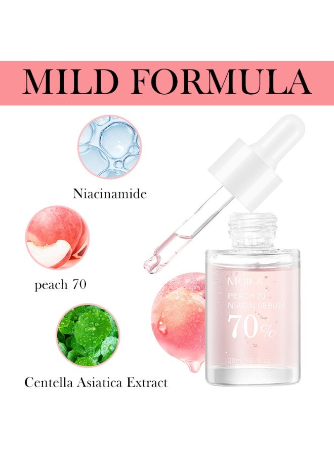 MOIKA Peach 70% Niacinamide Serum 30ml - Fades Acne Scars, Brightens Skin Tone, Minimizes Pores - Facial Serum Suitable for All Skin Types - Image 2