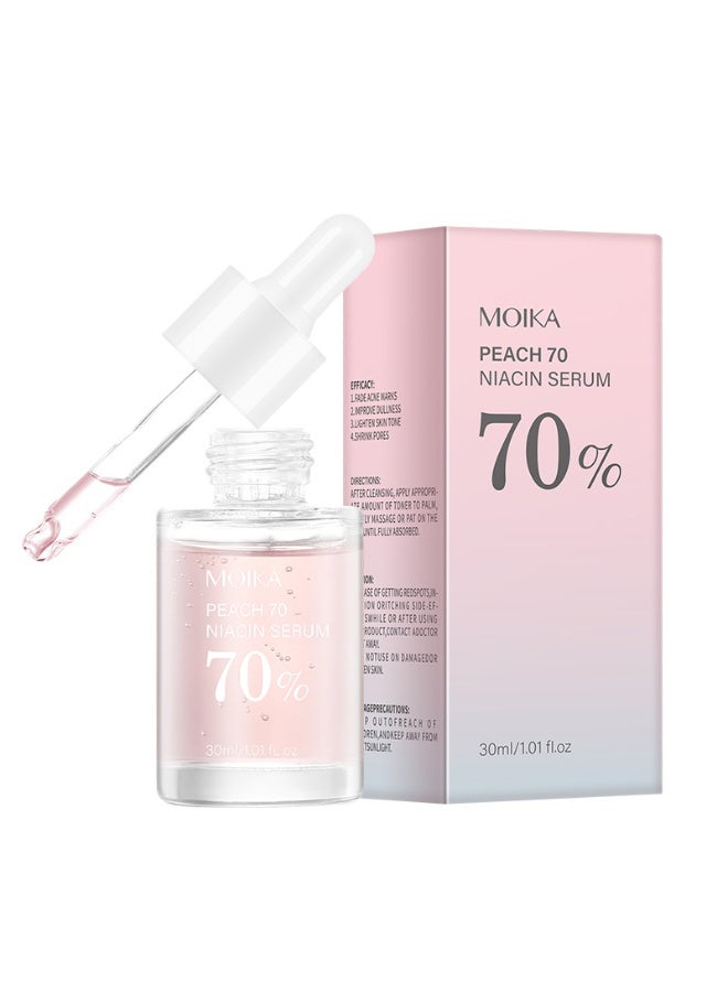 MOIKA Peach 70% Niacinamide Serum 30ml - Fades Acne Scars, Brightens Skin Tone, Minimizes Pores - Facial Serum Suitable for All Skin Types - Image 1