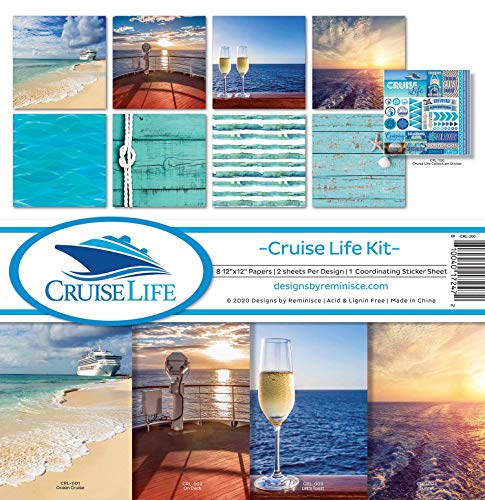 Reminisce Cruise Life Scrapbook Collection Kit Paper Crafts Multi Color Palette 12x12 inches