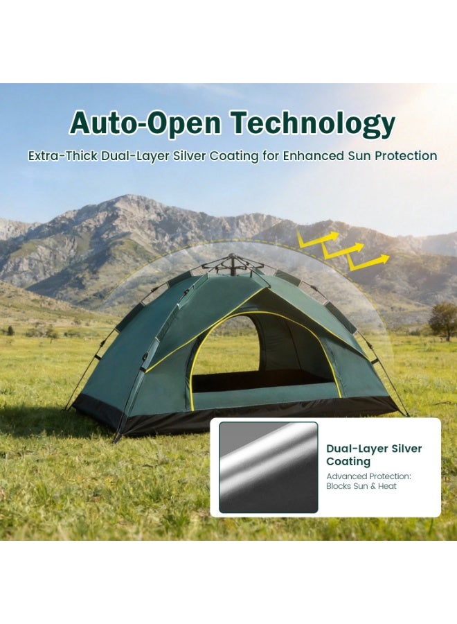 2 Door Breathable Person Camping 3-4 Persons，Waterproof UV Protection Pop Up Camping Hiking Mountaineering Tent for Family Outdoor Sports Travel Picnic - Image 4