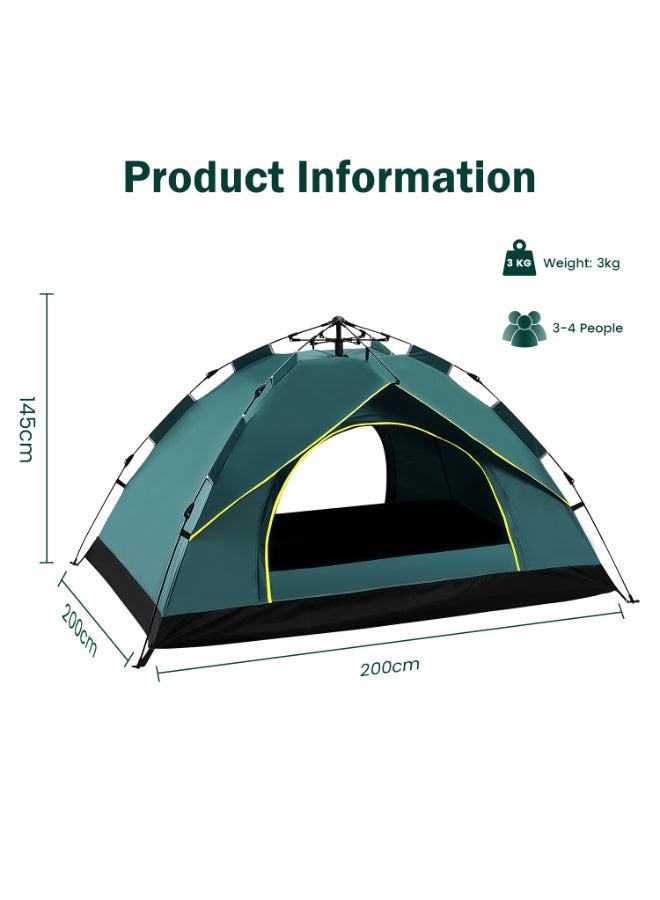 2 Door Breathable Person Camping 3-4 Persons，Waterproof UV Protection Pop Up Camping Hiking Mountaineering Tent for Family Outdoor Sports Travel Picnic - Image 2