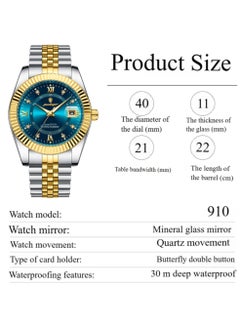 POEDAGAR Waterproof Luminous Men's Watch Quartz- 40mm  - Image 5