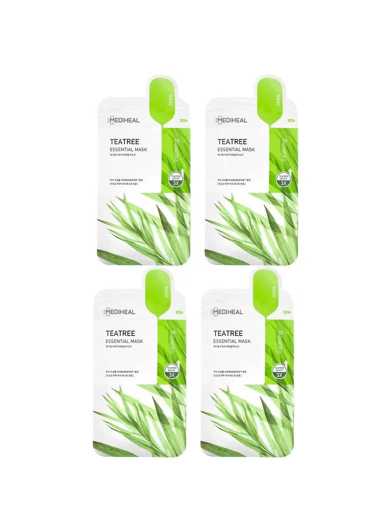 ميدي هيل MEDIHEAL, قناع الجمال الأساسي بشجرة الشاي، 4 ورقات، 0.81 أونصة سائلة (24 مل) لكل واحدة