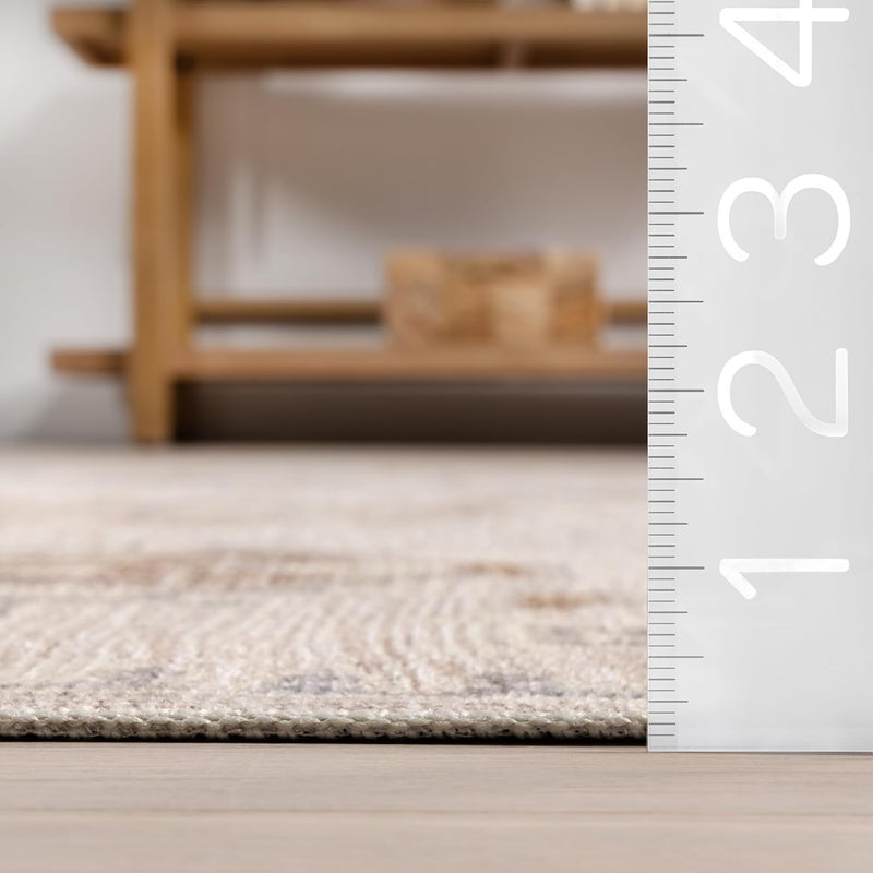 nuLOOM Krystin Medallion 2x3 Machine Washable Accent Rug for Living Room Bedroom Dining Room Entryway Kitchen, Beige/Ivory - Image 2