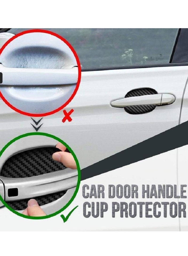 4PCS Transparent 3D Carbon Fiber Car Door Handle Cup Protectors - Scratch Resistant Door Handle Protectors for Vehicles - Image 4