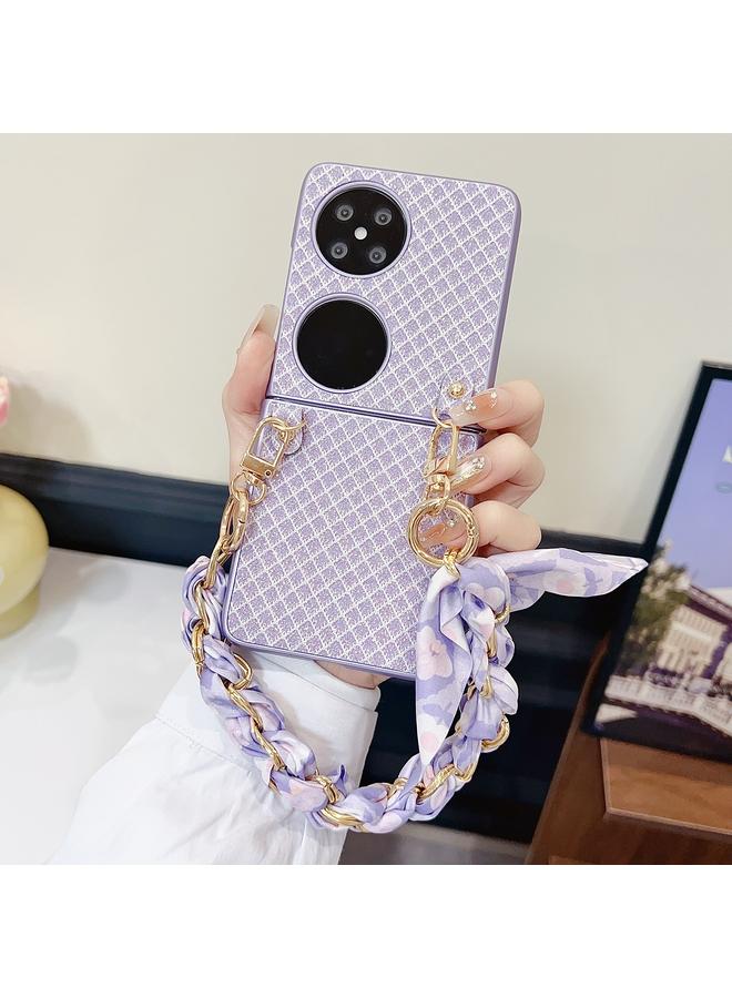 S-TOP Case For Huawei Pocket 2 Sparkling Diamond Rhombus PC Phone Case with Silk Scarf Bracelet - Image 2