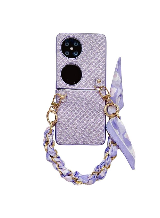 S-TOP Case For Huawei Pocket 2 Sparkling Diamond Rhombus PC Phone Case with Silk Scarf Bracelet - Image 1