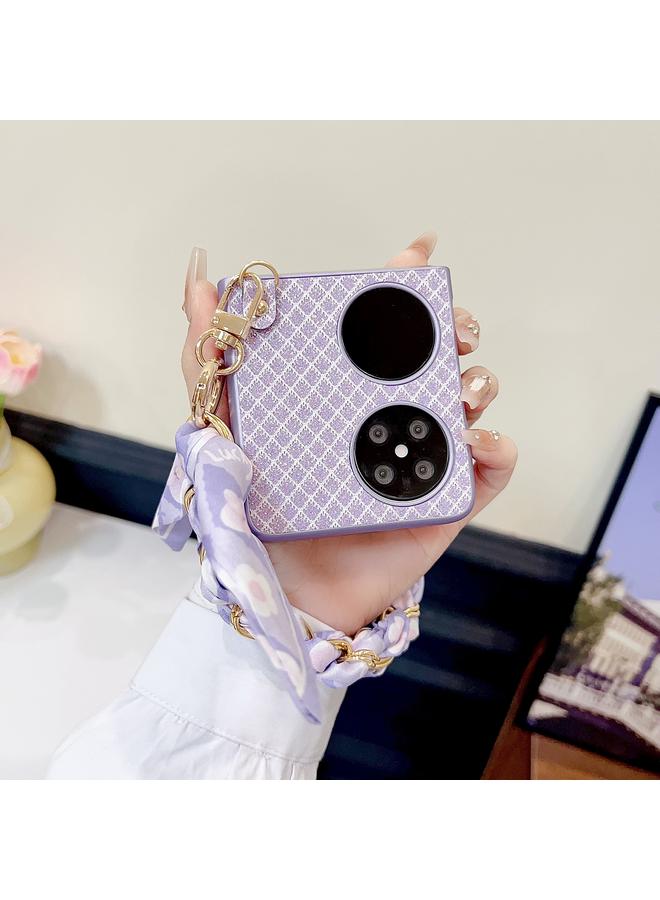 S-TOP Case For Huawei Pocket 2 Sparkling Diamond Rhombus PC Phone Case with Silk Scarf Bracelet - Image 3