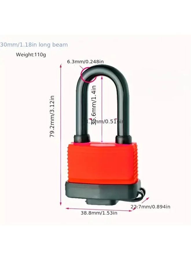 Heavy Duty Waterproof Padlock 79 2mm Laminated Steel Weather Resistant Outdoor Security Lock - Image 1