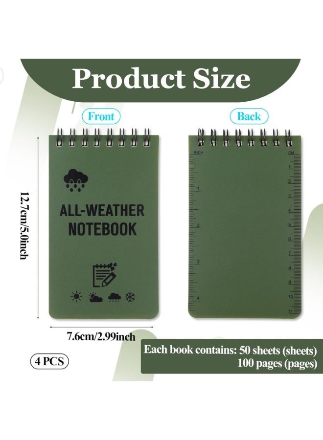 4 Pack Waterproof Notebook, All Weather 3x5inch Pocket Notepads with 100 Lined Pages, Weatherproof Police Notepad Small Top Spiral Notebook, Little Mini Memo Steno Notepad for Outdoor Home Office - Image 2