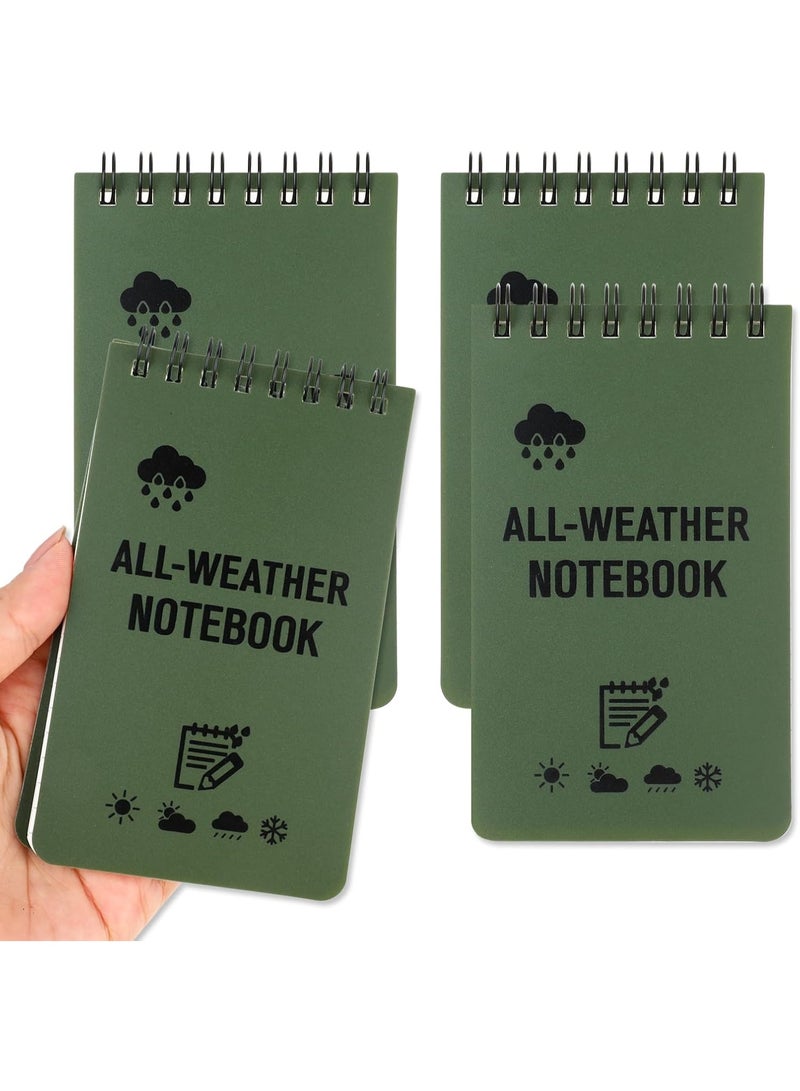 4 Pack Waterproof Notebook, All Weather 3x5inch Pocket Notepads with 100 Lined Pages, Weatherproof Police Notepad Small Top Spiral Notebook, Little Mini Memo Steno Notepad for Outdoor Home Office - Image 1