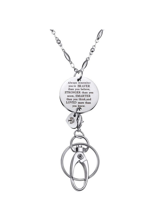 Jovitec Lanyard Id Badge Holder Necklace With Id Hook And Inspirational Pendant (Silver)  - Image 1