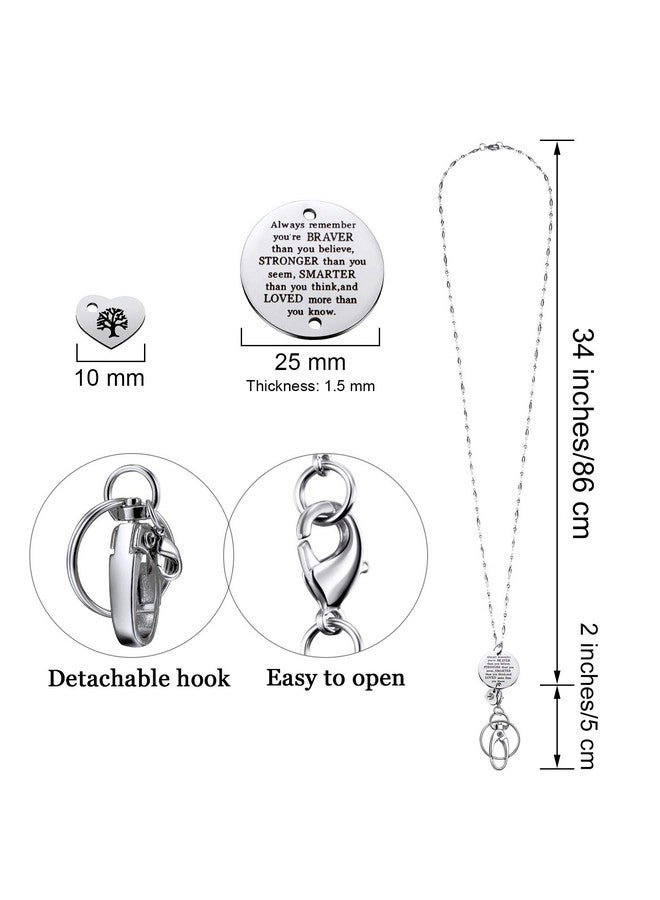 Jovitec Lanyard Id Badge Holder Necklace With Id Hook And Inspirational Pendant (Silver)  - Image 2