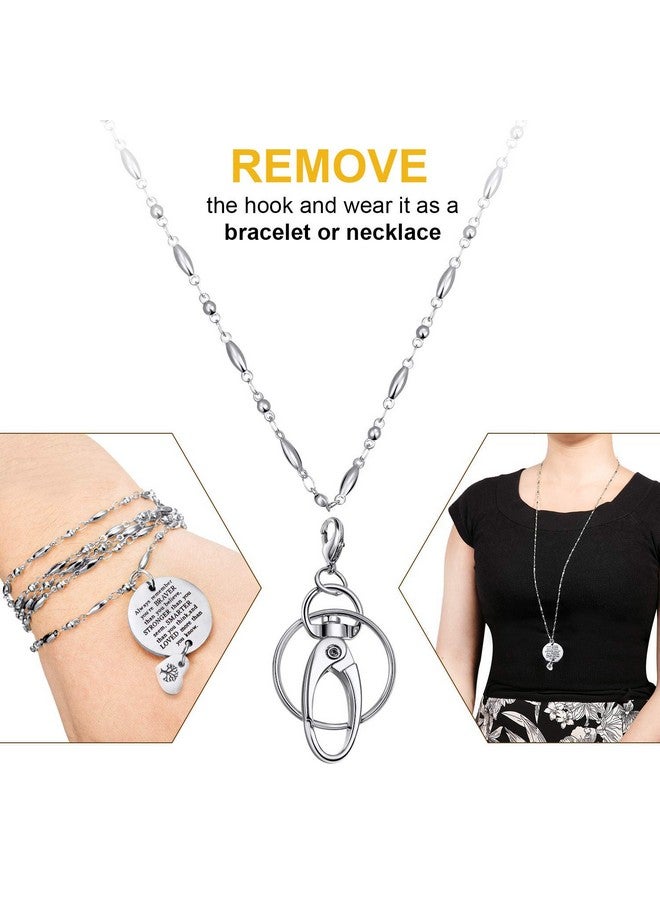 Jovitec Lanyard Id Badge Holder Necklace With Id Hook And Inspirational Pendant (Silver)  - Image 3