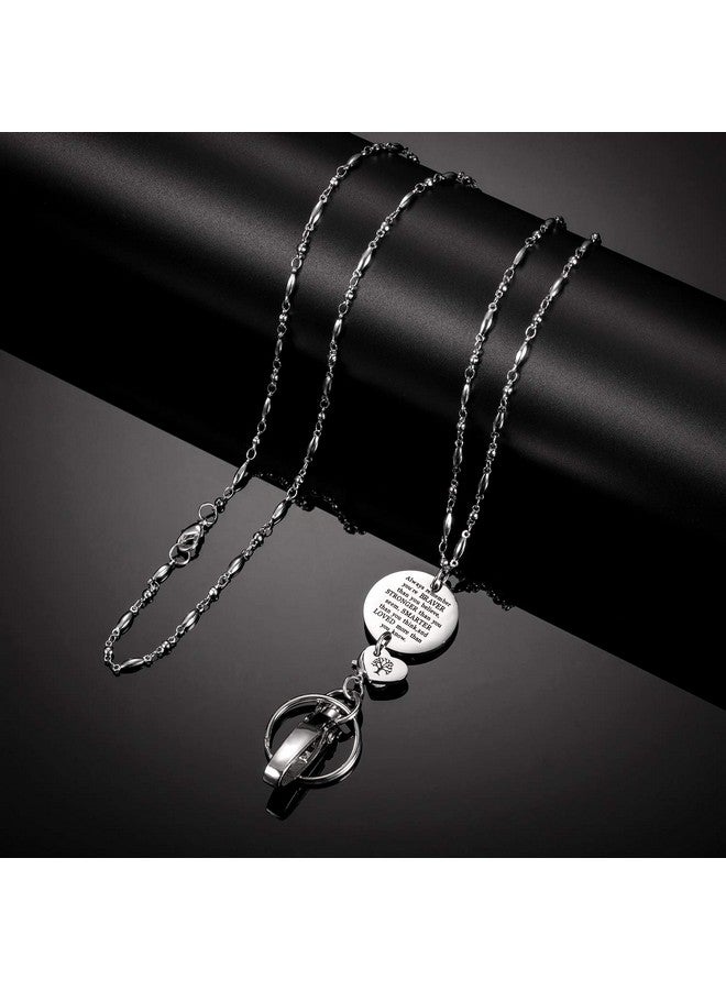 Jovitec Lanyard Id Badge Holder Necklace With Id Hook And Inspirational Pendant (Silver)  - Image 5