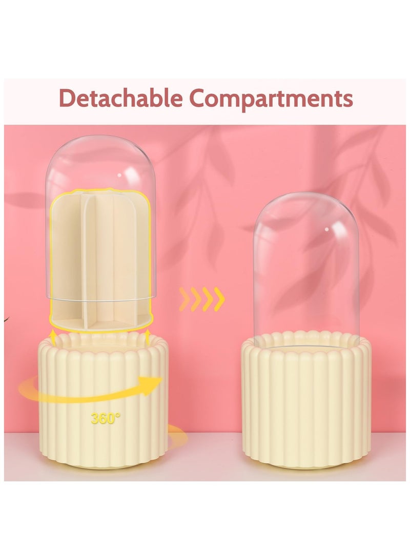 360° Rotatable Makeup Brush Organizer – Round Spinning Brush Holder with Lid, Storage Box for Desktop, Bathroom Vanity, Countertop, and Makeup Tools Organizer for Home or Professional Use - Image 3