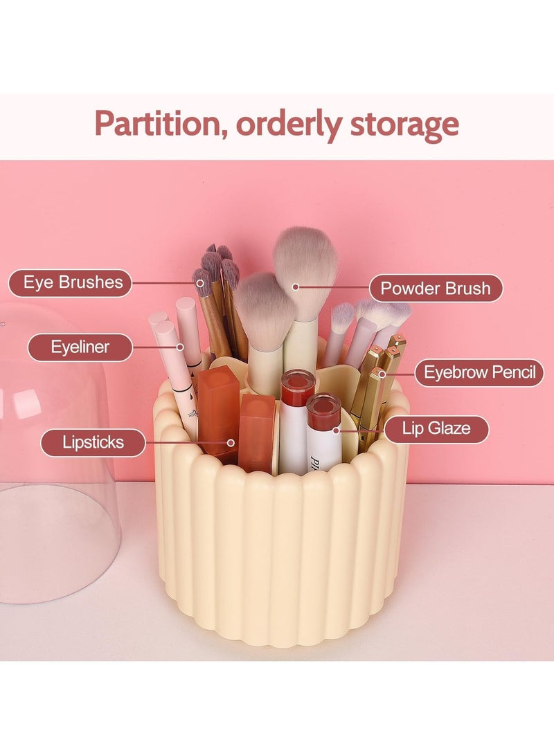 360° Rotatable Makeup Brush Organizer – Round Spinning Brush Holder with Lid, Storage Box for Desktop, Bathroom Vanity, Countertop, and Makeup Tools Organizer for Home or Professional Use - Image 5