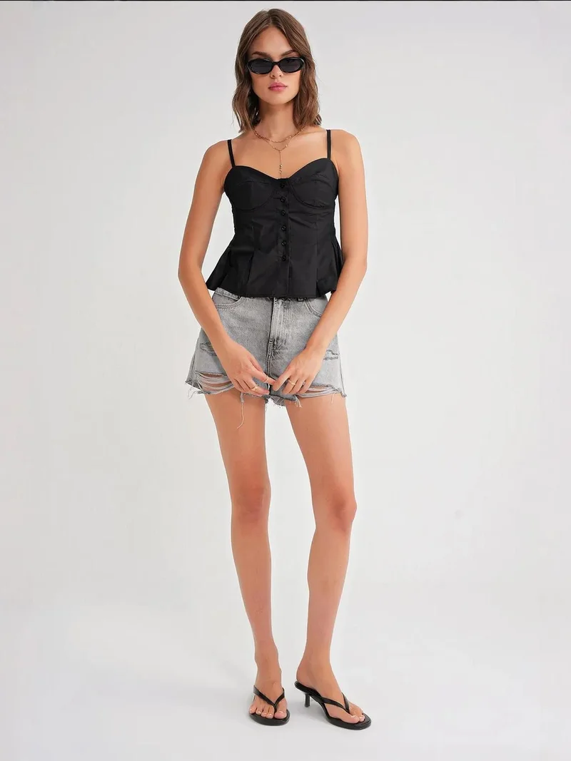 MixRay Mixray Heart Collar Button-Up Blouse