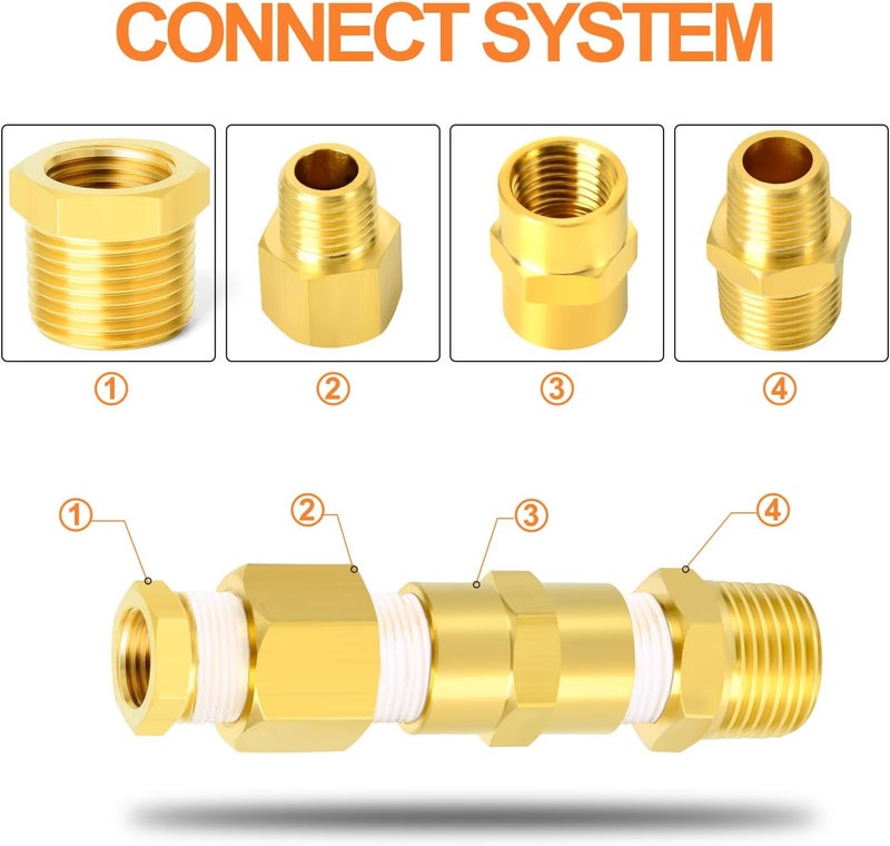 غاشر 5 قطع من محول نحاسي سداسي مخفض 1" ذكر BSP × 1/2" أنثى BSP، تركيبات أنابيب نحاسية ملولبة - Image 5