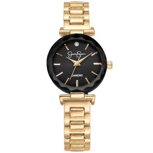 Jessica Simpson Diamond Collection Womens Watch Classic Quartz Metal Band Round Faceted Crystal Face Elegant Dress Watch for Women - Image 1