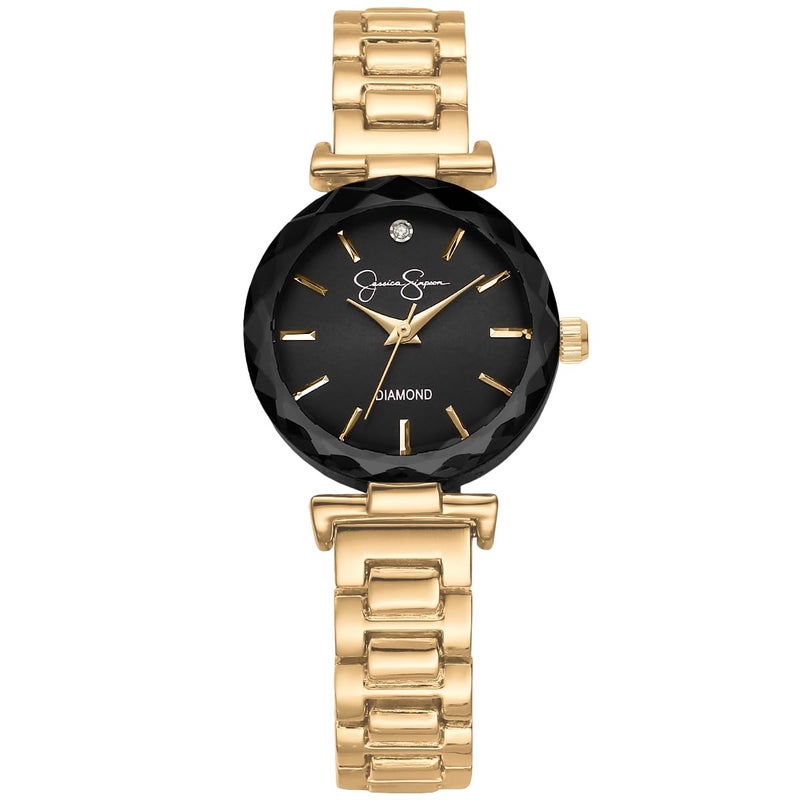 Jessica Simpson Diamond Collection Womens Watch Classic Quartz Metal Band Round Faceted Crystal Face Elegant Dress Watch for Women - Image 2