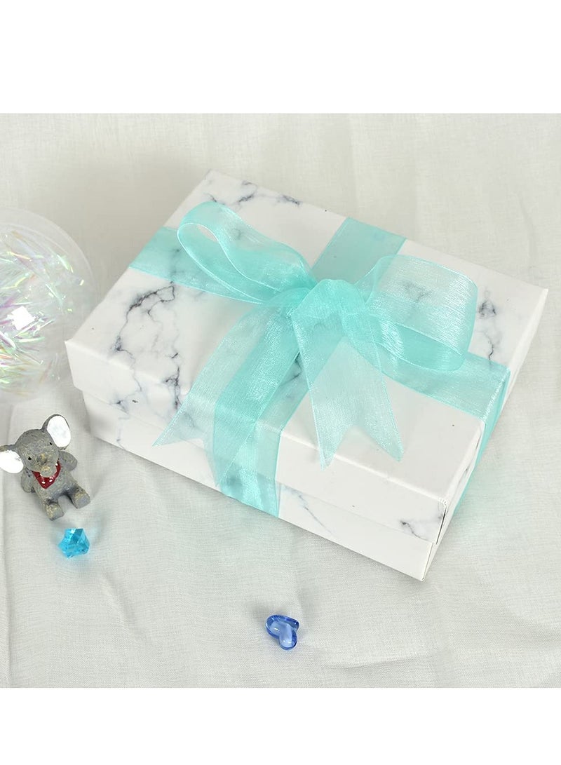2 Roll 1-1/2 Inch Turquoise Aqua Blue Organza Ribbon, 25 Yards Sheer Chiffon Ribbons for Crafts, Wedding, Christmas Tree Decorations, Valentine's Day, Gift Wrapping, Bow Making, Floral Bouquets Wrapp