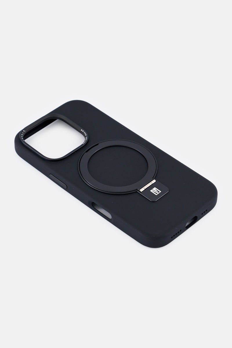 LEVELO iPhone 16 Pro Iris Magsafe Liquide Silicone Case With Ring Stand, Black - Image 4