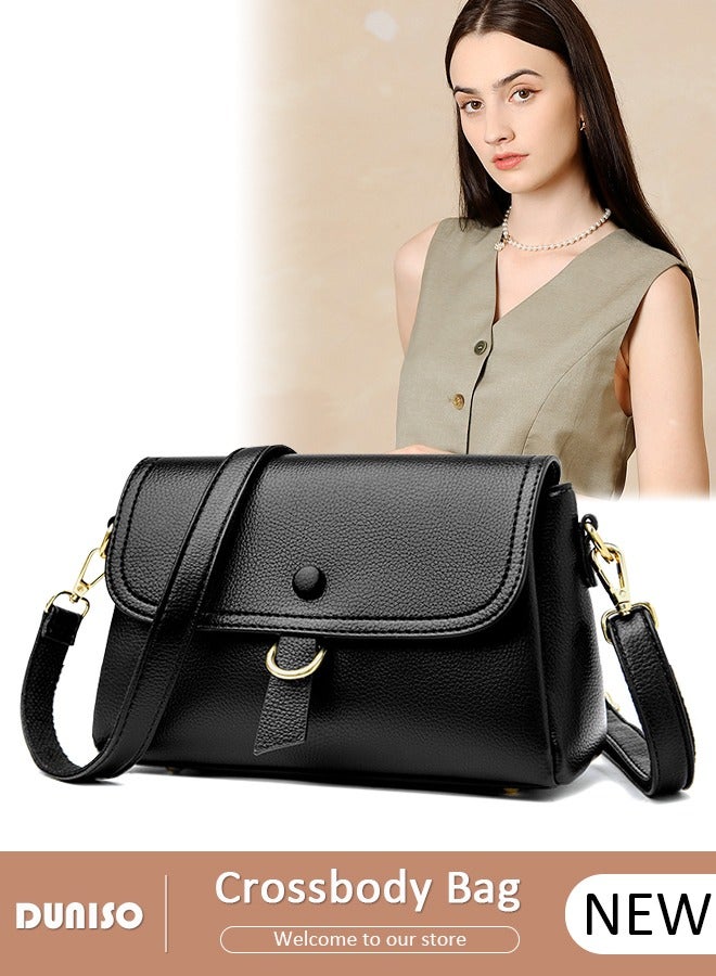 DUNISO Compact Crossbody Bag for Women Waterproof Multipurpose Shoulder Bag Handbag for Travel Dating Shopping Retro Purse Bag with Detachable Strap Fashion Satchel - Image 1