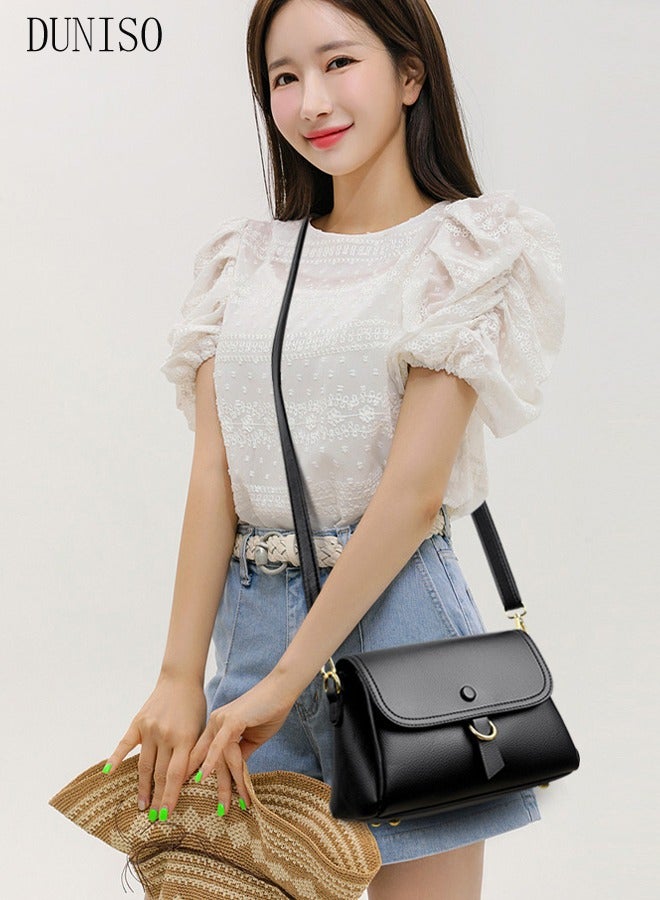 DUNISO Compact Crossbody Bag for Women Waterproof Multipurpose Shoulder Bag Handbag for Travel Dating Shopping Retro Purse Bag with Detachable Strap Fashion Satchel - Image 3