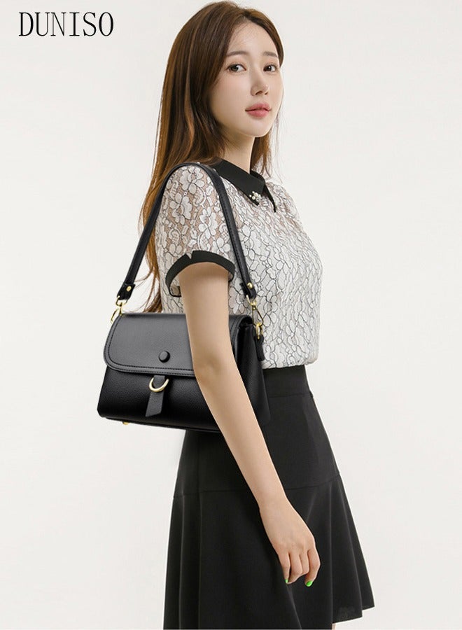 DUNISO Compact Crossbody Bag for Women Waterproof Multipurpose Shoulder Bag Handbag for Travel Dating Shopping Retro Purse Bag with Detachable Strap Fashion Satchel - Image 2