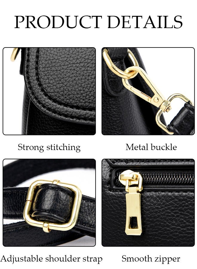 DUNISO Compact Crossbody Bag for Women Waterproof Multipurpose Shoulder Bag Handbag for Travel Dating Shopping Retro Purse Bag with Detachable Strap Fashion Satchel - Image 4