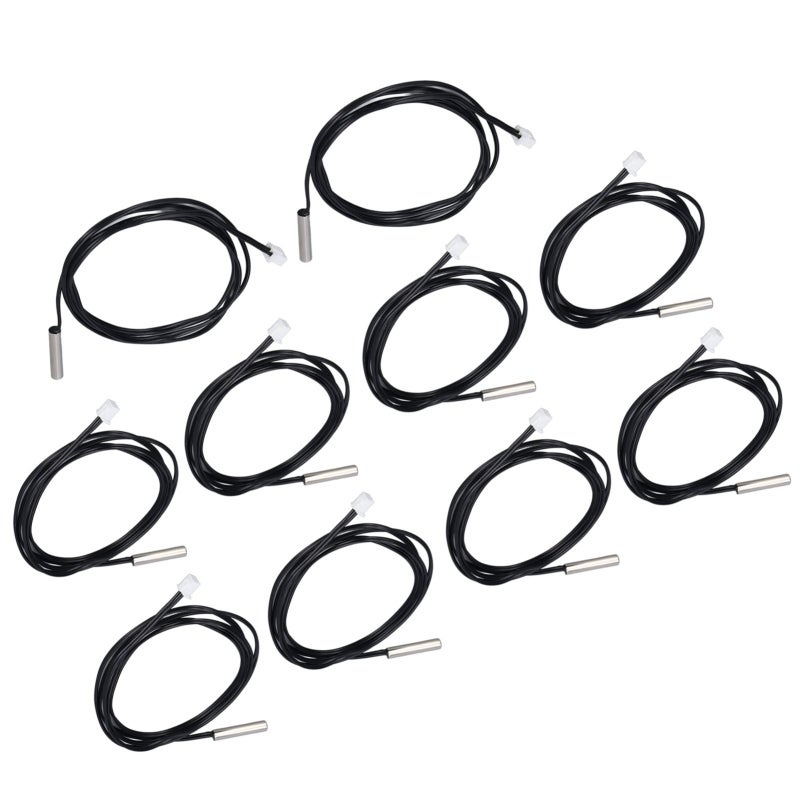 10Pcs NTC Thermistor Sensor: 5 X 25mm Cylindrical Head, 1M Cable, XHB2.54 Plug - High Sensitivity, Anti-Interference, Quick Response Temp Probe for Industrial Thermal System, Constant Temperature Cont - Image 2