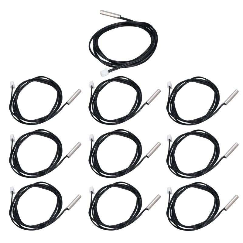 10Pcs NTC Thermistor Sensor: 5 X 25mm Cylindrical Head, 1M Cable, XHB2.54 Plug - High Sensitivity, Anti-Interference, Quick Response Temp Probe for Industrial Thermal System, Constant Temperature Cont - Image 1