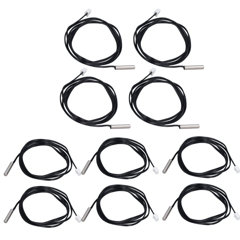 10Pcs NTC Thermistor Sensor: 5 X 25mm Cylindrical Head, 1M Cable, XHB2.54 Plug - High Sensitivity, Anti-Interference, Quick Response Temp Probe for Industrial Thermal System, Constant Temperature Cont - Image 3