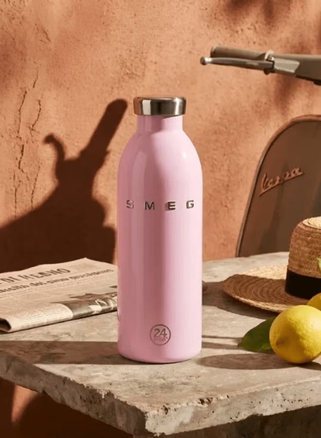 smeg زجاجة ماء حرارية من SMEG مصنوعة من الفولاذ المقاوم للصدأ - قارورة معزولة مانعة للتسرب - 500 مل. وردي - Image 1