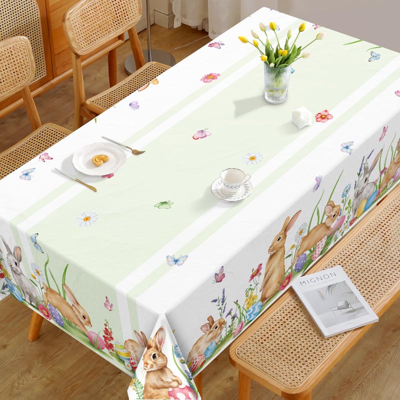 ARQUIEL EASTER BUNNY TOMELOTH ماء مقاوم للماء الزهور الزهرية طاولة قطعة قماش مستطيل مقاوم للبقع مقاومة الغسل لزخارف حفل الطعام المطبخ (55؟ 70 بوصة) - Image 3
