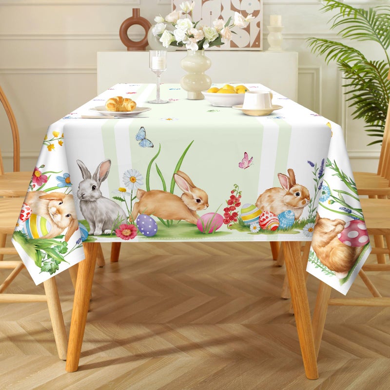 ARQUIEL EASTER BUNNY TOMELOTH ماء مقاوم للماء الزهور الزهرية طاولة قطعة قماش مستطيل مقاوم للبقع مقاومة الغسل لزخارف حفل الطعام المطبخ (55؟ 70 بوصة) - Image 4