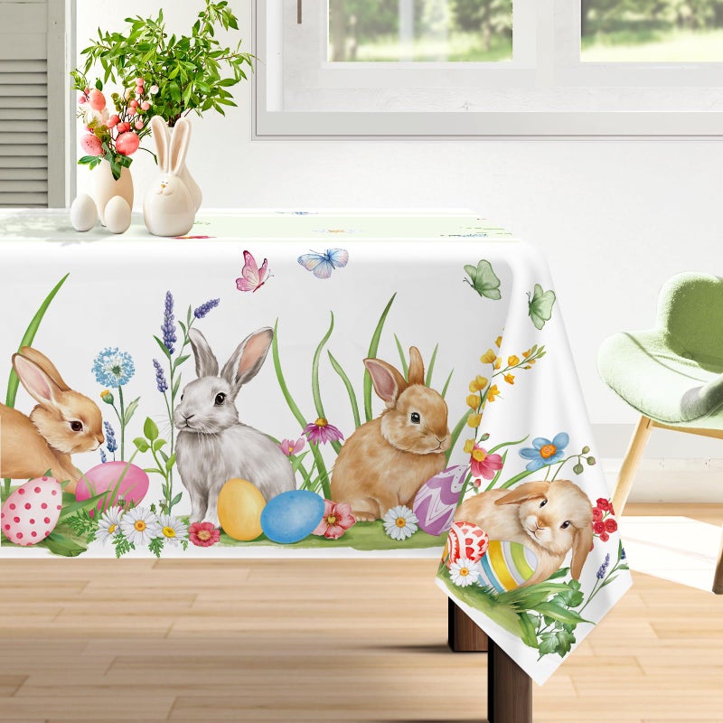 ARQUIEL EASTER BUNNY TOMELOTH ماء مقاوم للماء الزهور الزهرية طاولة قطعة قماش مستطيل مقاوم للبقع مقاومة الغسل لزخارف حفل الطعام المطبخ (55؟ 70 بوصة) - Image 1