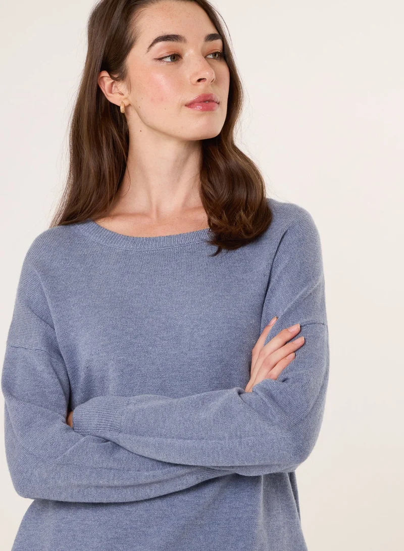 بلو فانيلا كنزة بياقة دائرية