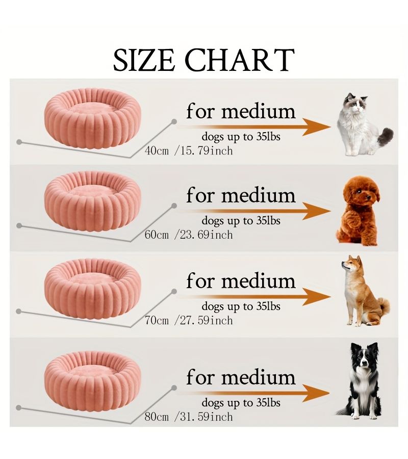 Faux Rabbit Fur Grey Circular Plush Pet Bed Warm Winter Dog Bed Comfortable Cat Bed - Image 2