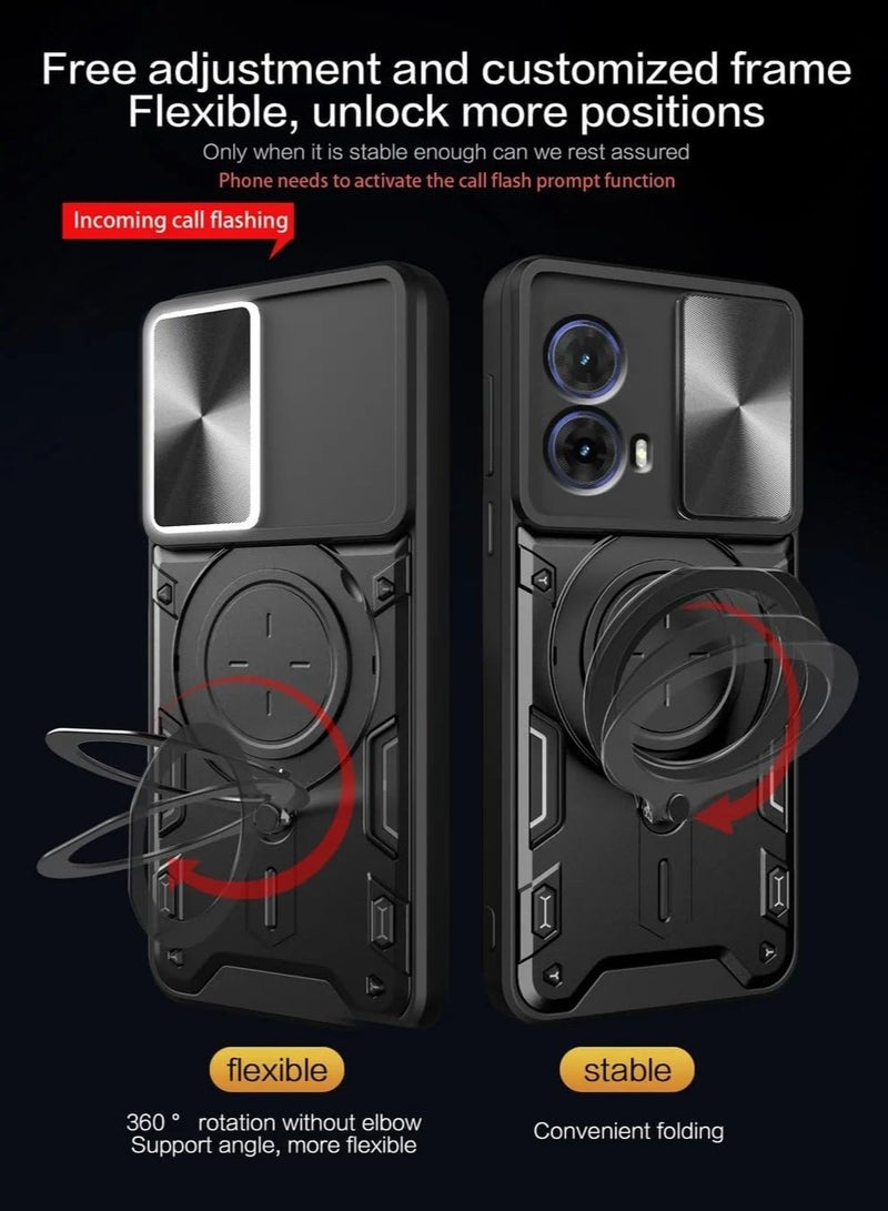 Compatible with Motorola Moto G85 5G Case with 360°Rotatable Ring Stand,【Compatible with Mag-Safe】【Slide Camera Cover】 Military Grade Heavy Duty Protective Case - Image 4