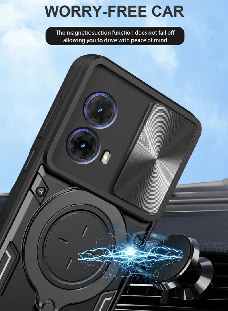 Compatible with Motorola Moto G85 5G Case with 360°Rotatable Ring Stand,【Compatible with Mag-Safe】【Slide Camera Cover】 Military Grade Heavy Duty Protective Case - Image 2