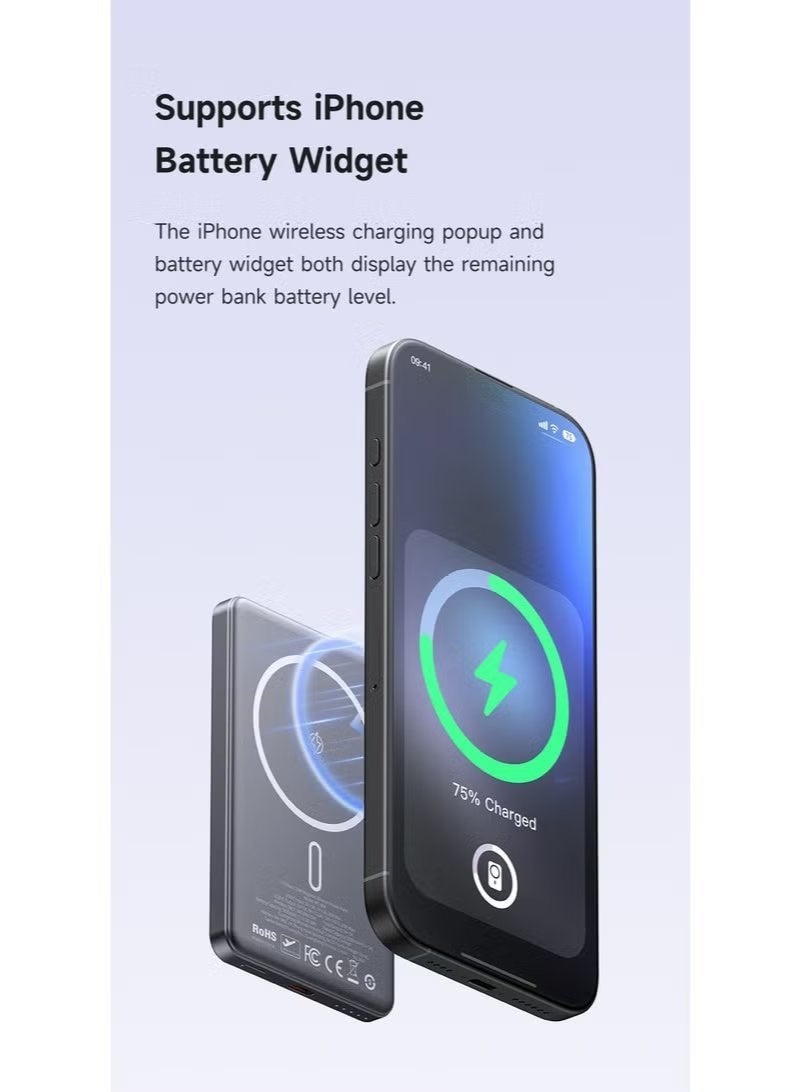 Mcdodo Ultra Thin 20W Magnetic Wireless Power Bank 5000mAh Fast Charging 15W Snap-On Wireless Support Battery Widget Compatible Strong Magnets Safety Protection Airline Approved USB-C Fast Wired Charging - Image 4