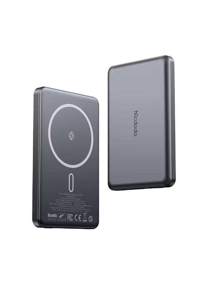 Ultra Thin 20W Magnetic Wireless Power Bank 5000mAh Fast Charging 15W Snap-On Wireless Support Battery Widget Compatible Strong Magnets Safety Protection Airline Approved USB-C Fast Wired Charging