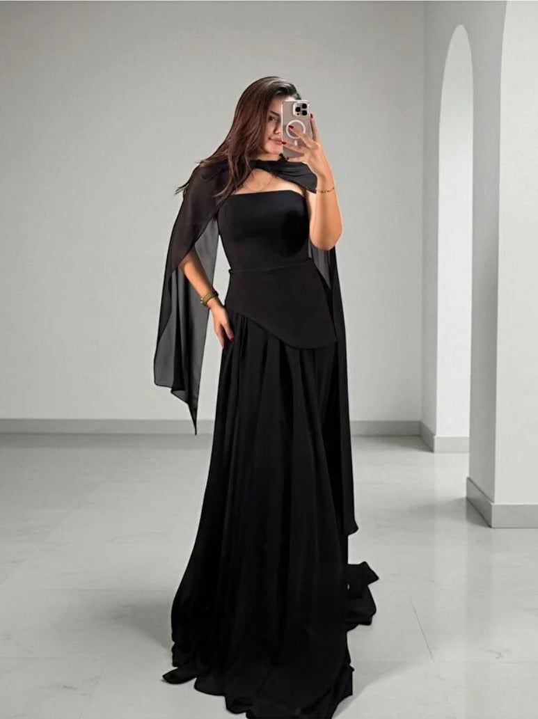 Elegant Off-Shoulder Bustier Chiffon Wrap Evening Dress Women Bodycon - Image 3
