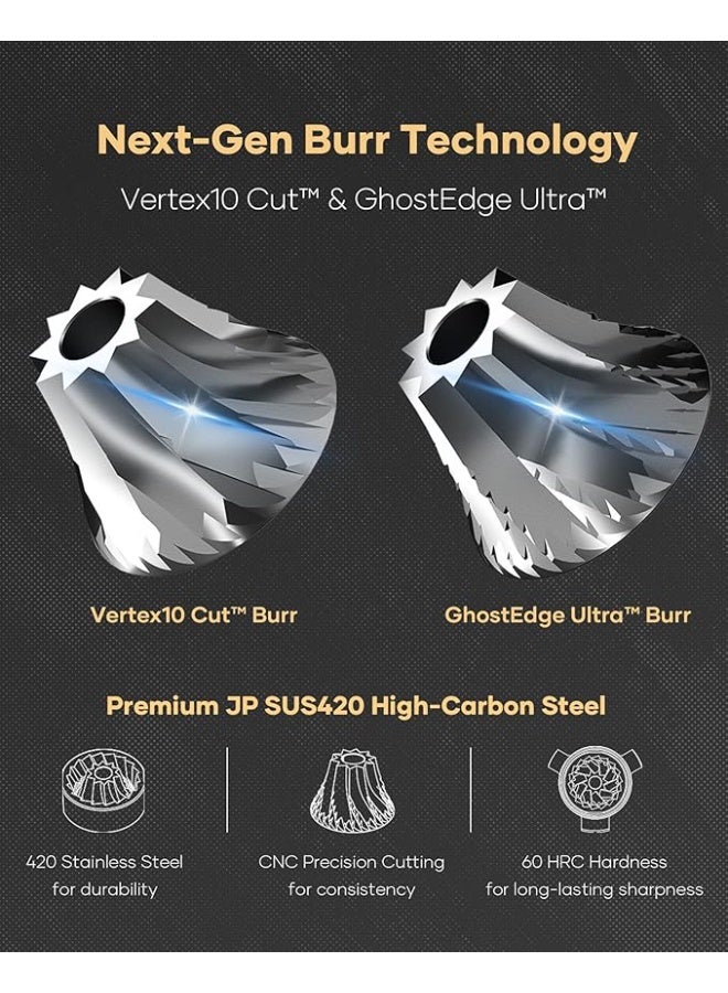 الكوكيناري مطحنة قهوة يدوية Cocinare ESSENCE GO B38 Ultra – مع حقيبة حمل، سعة 30 جم، شفرات GhostEdge Ultra مع 80 درجة طحن، مثالية للقهوة المقطّرة والإسبريسو والكولد برو (أسود) - Image 4
