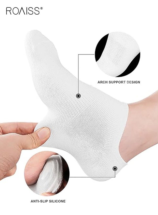 roaiss 4 Pairs Unisex Boat Socks, Men's Invisible Socks with Anti-Slip Invisible Lining, Low-Cut Breathable Summer Socks, Women's Anti-Slip Heel Grip Lightweight - Image 3