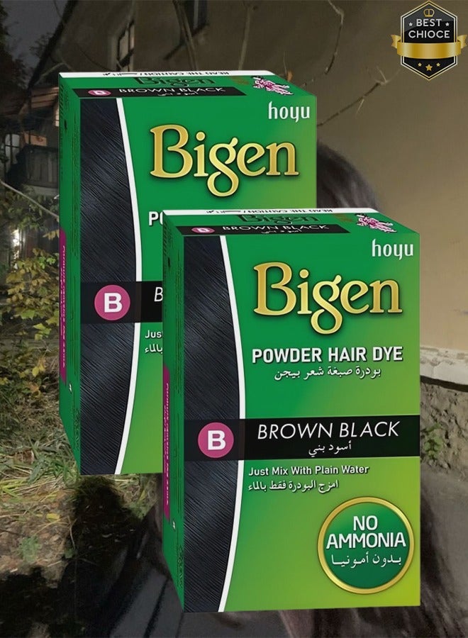 بايجن 2 قطع بودرة صبغ الشعر باللون البني والأسود مع الماء العادي بدون أمونيا 6 جرام - Image 1